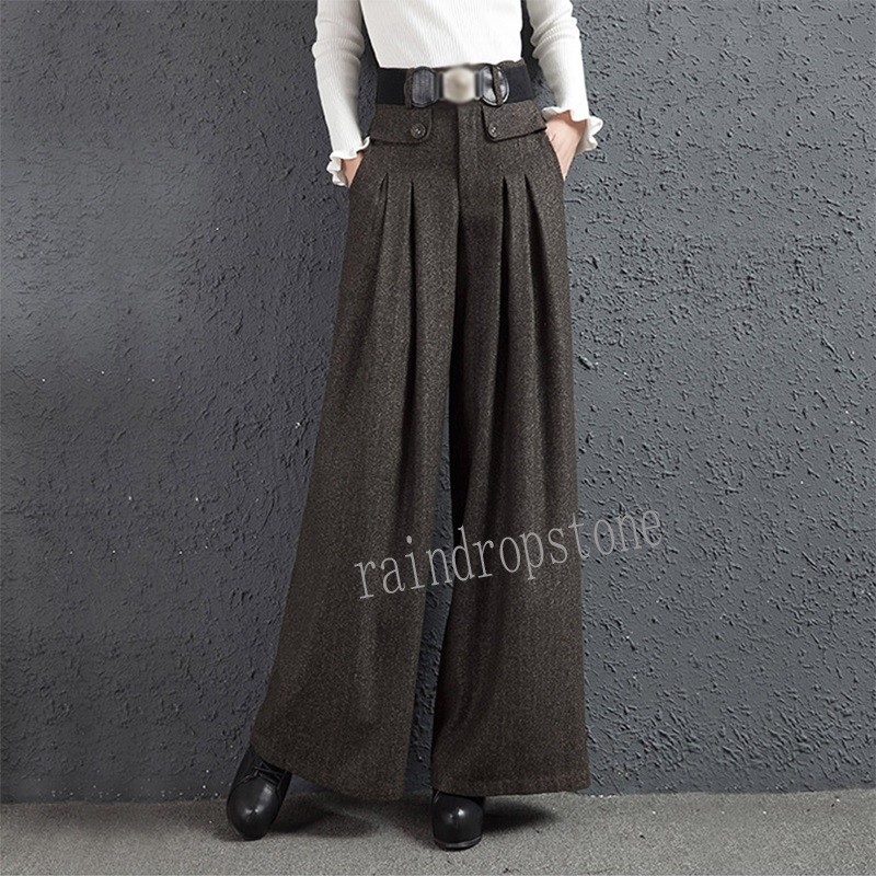 パンツ 24SS LONG WIDE TROUSERS 2/90 wool Amazon.com: Womens Woolen Wide Leg Pants Winter Women