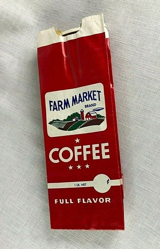 Farm Market Marke Kaffee Papiertüte gemahlen im Laden Zeder Stromschnellen Iowa Vintage - Bild 8 von 8