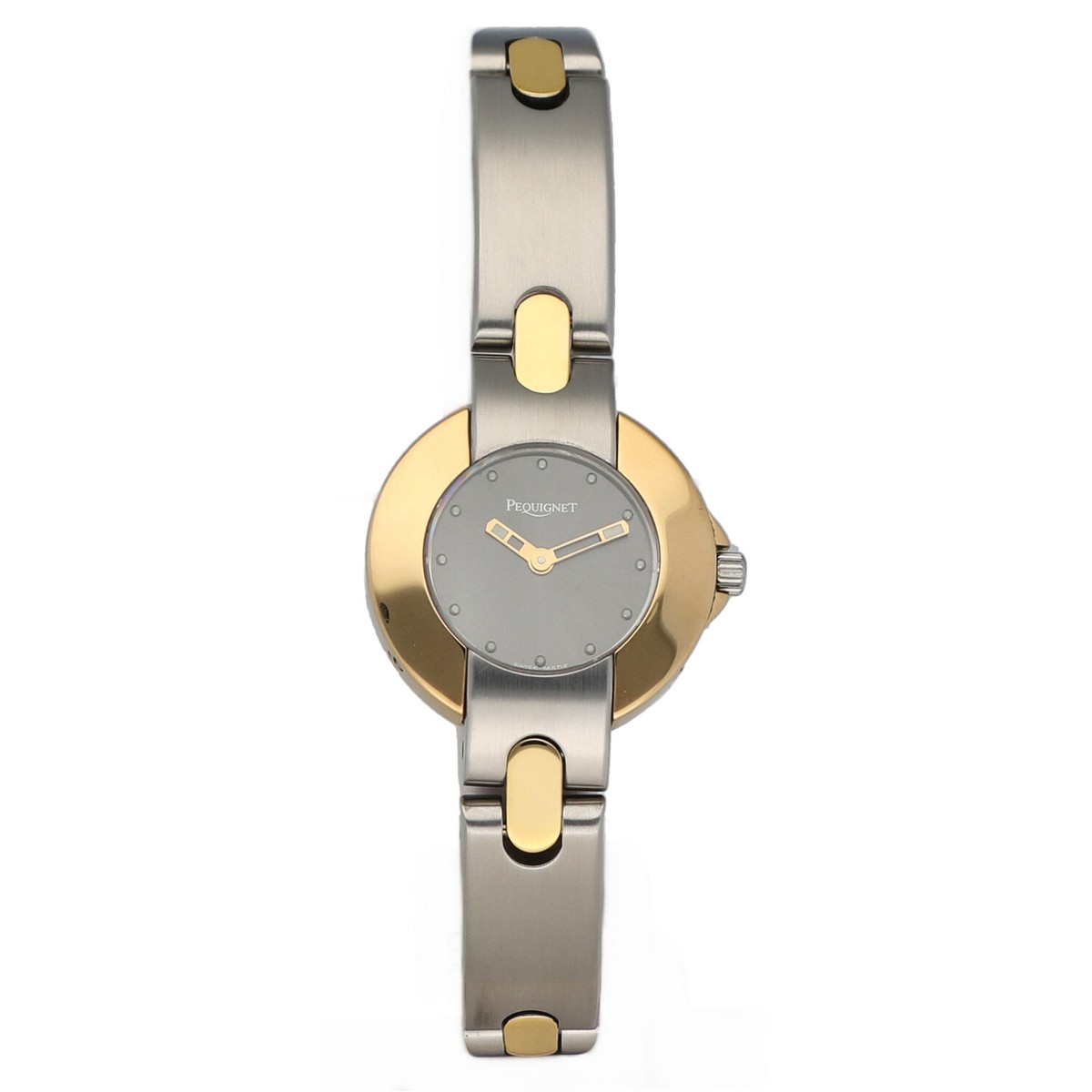 Pequignet 029 18k Gold/Steel 24mm Round Gray Dial Swiss Quartz Women's Watch
