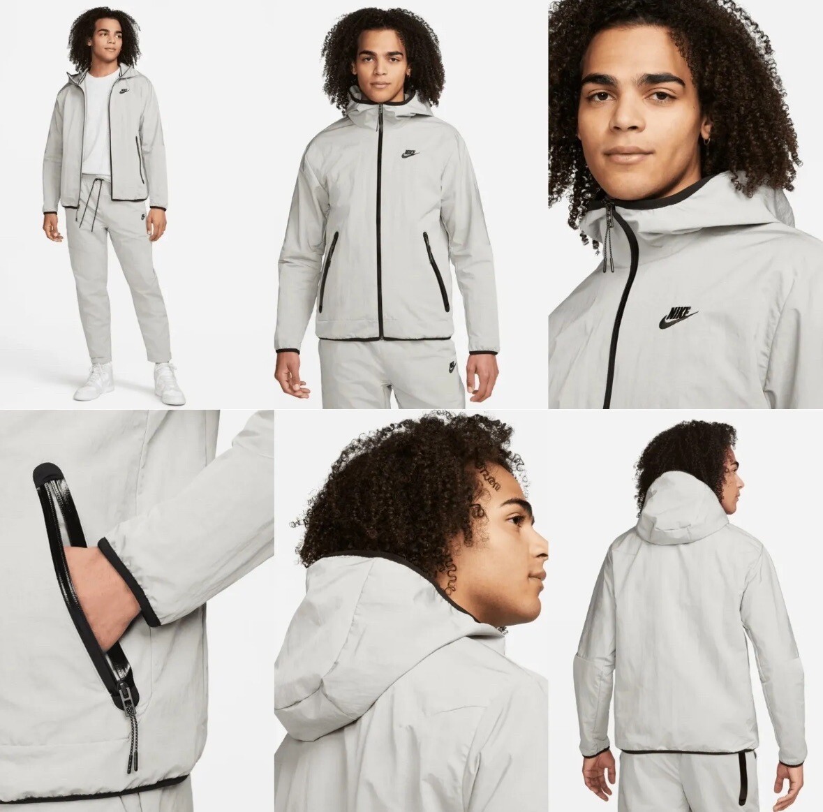 New 3XL Nike Tech Repel Jacket Gray Black Woven Hooded Tall