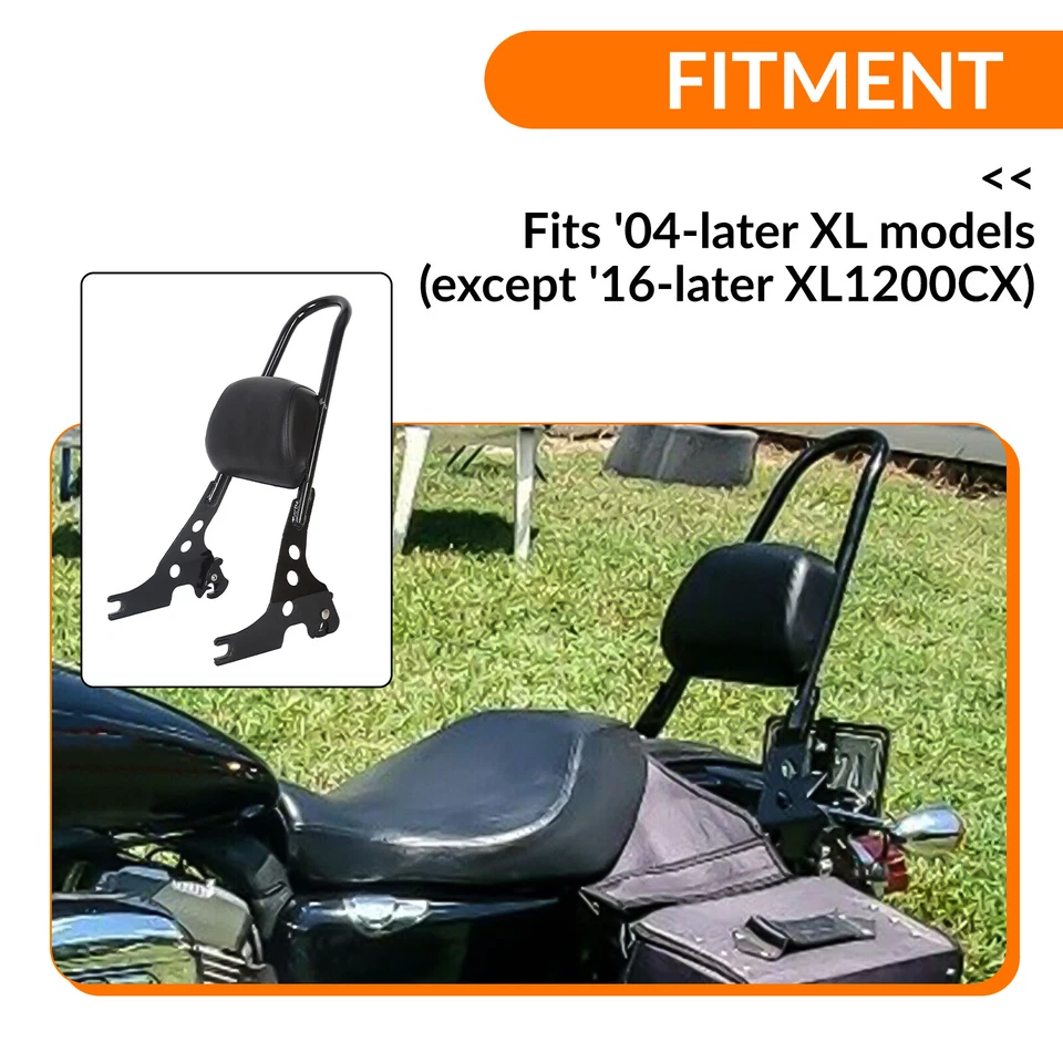 Almohadilla de respaldo desmontable para pasajero Sissy Bar para 04-22 Harley Sportster 1200 883 Foto 3 de 4