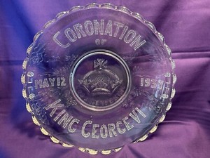 T.M. King George VI & Queen Elizabeth Coronation (1937)  - Pressed Glass Dish