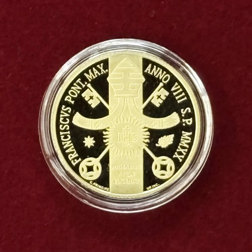 Vatican 200 Euro Gold Coin Proof 2017R Statue of Pope Francis 5th Cardinal Virt - 第 2/4 張圖片