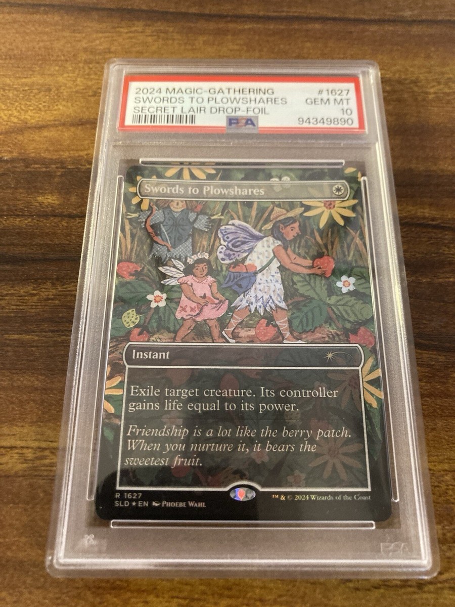 MTG✨SWORDS TO PLOWSHARES Brdless/Ext Art/🌈 FOIL✨SLD PSA