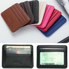 Minimalist Mens Womens Business ID Holder Credit Card Purse Leather Slim Wallet