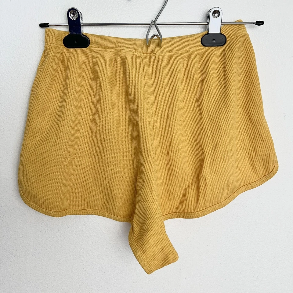 Pantalones Cortos Térmicos John Galt Para Mujer Talla Única OS Amarillo Mostaza Tejido Waffle Y2K Foto 2 de 3