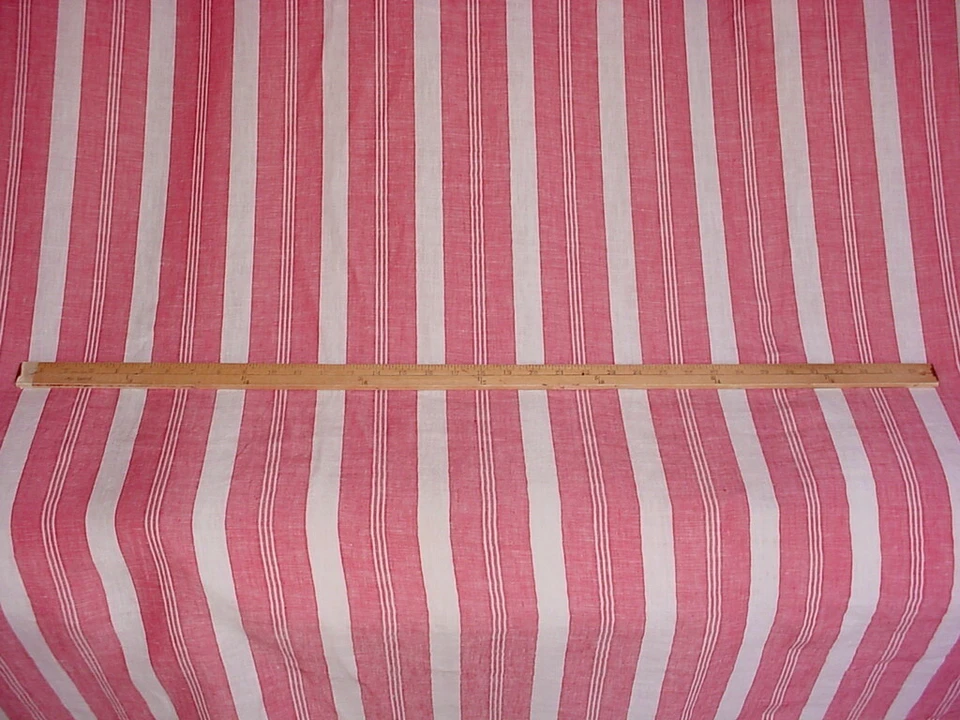 Tela de tapicería 17-1/8Y Mulberry FD520 Antibes a rayas rojo claro café a rayas Foto 2 de 4