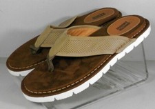 253602 SP38 BLOOMER THONG MEN'S SHOES 9 M BEIGE LEATHER SANDALS JOHNSTON MURPHY