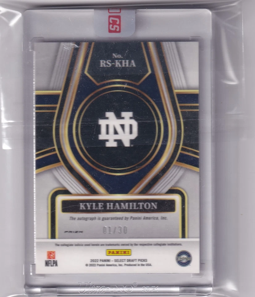 Kyle Hamilton 2022 Panini Select Draft Picks Orange Pulsar Prizm Rc Auto (1/30) - Image 2 of 2