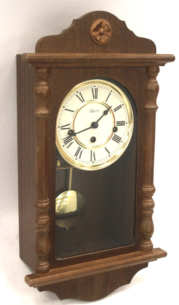 Vintage HERMLE Small Mechanical KeyWound Wall Clock with Chimes