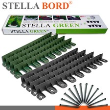 Set Di 4 Bordure Per Prato Nero O Verde 4,5x8x80 Cm + 12 Picchetti Per Giardino