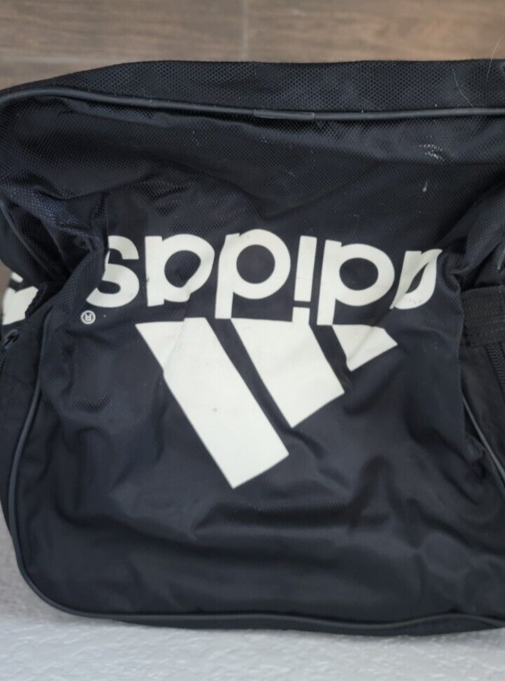 Vintage ADIDAS Black W/White Gym Travel Duffel Bag RN 90288 eBay