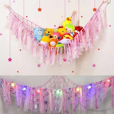 Stuffed Animal Storage Net or Hammock Toy Organizer Holder with LED Light