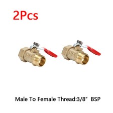 2Pcs Mini Ball Valve Brass 3/8'' BSP Male To Female Thread Connector Air Water