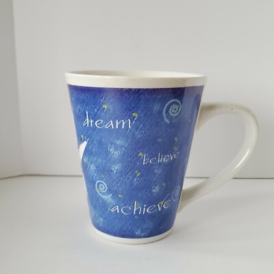 Mary Kay Dream Believe Achieve Blue With White Star Coffee Mug Cup 14oz EUC