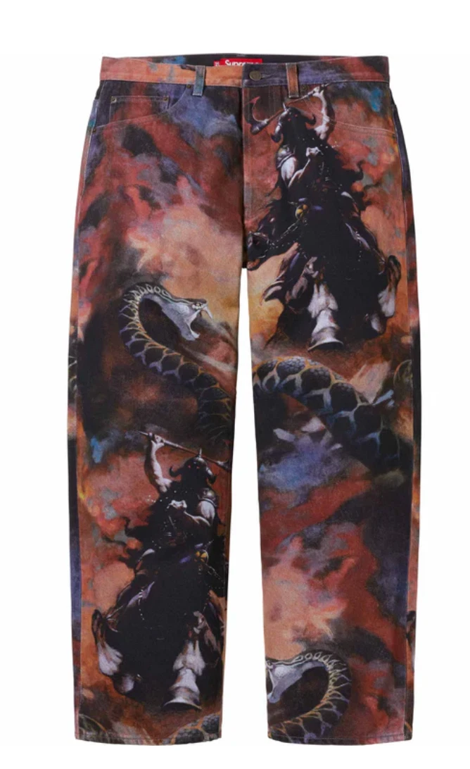 Jean en jean multicolore Supreme FW24 Frank Frazetta coupe ample taille 34