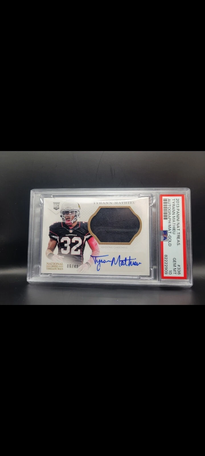 Tyrann Mathieu Panini National Treasures #336 Autograph Material-Gold