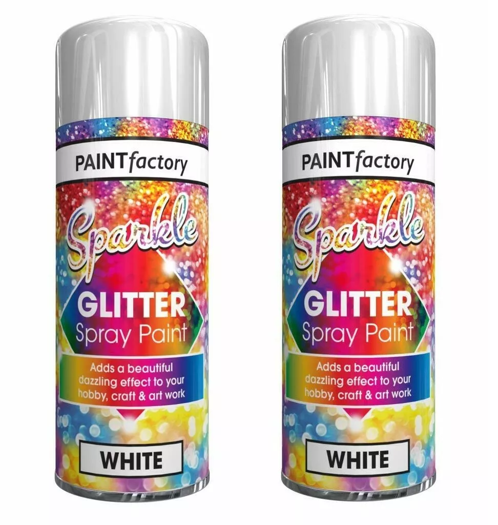 2 x White Sparkling Glitter Spray Paint Craft Art Decoration Metallic -  200ml