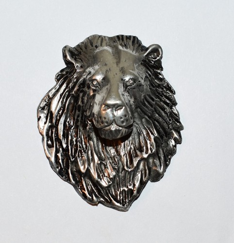 Vintage Pewter Cast Lions Head Large Marked Artist Initials