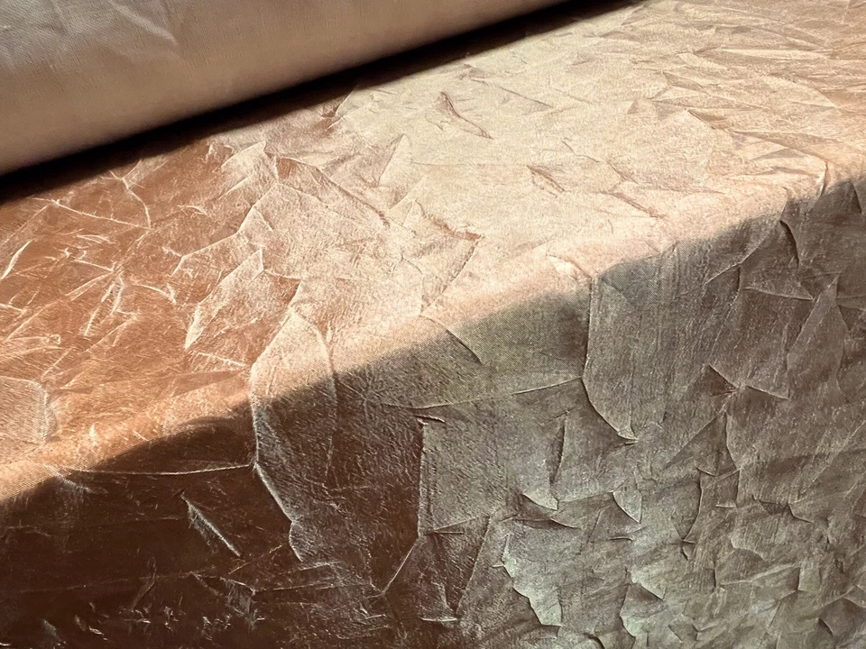 Tela de vestir tejida de tafetán, por metro - diseño de hoja prensada - caramelo de 2 tonos Foto 2 de 3