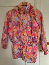 Head Vintage Womens Colourful Heart Pattern Hooded Coat Size 8