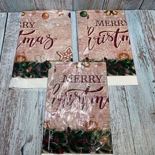 3 Pk. Merry Christmas Disposable Plastic Tablecloth 54 X 108 .NEW