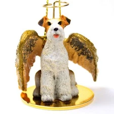 Wire Fox Terrier Ornament Angel Figurine Hand Painted Wire Hair