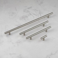 Brushed Nickel T Bar Cupboard Handles Kitchen Cabinet Bedroom 128mm 160mm 320mm