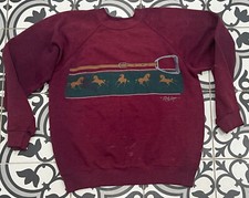 Vintage Horses 1980s Horse Lover Equestrian Maroon 80s Sweatshirt Womens Small