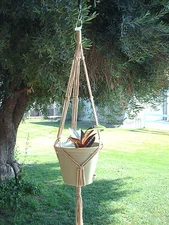 MACRAME PLANT HANGER 35 in SIMPLE 3 ARM 6mm Sand -  CHOOSE COLOR