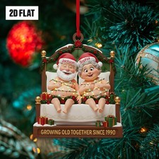 Personalized Funny Couple 2D Flat Ornament, Cute Christmas Keepsake Decor