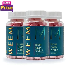Pack of 3-WEEM Hair Skin and Nails Gummies- Vegan biotin Vitamins, Healthy Hair