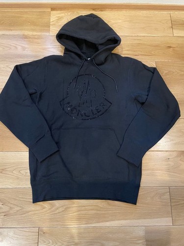 Moncler Genius Black Crystal Logo Oversized Pullover Hoodie XS