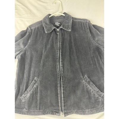 NY Threads Corduroy Zip Up Jacket Charcoal Gray Casual Streetwear Mens Large