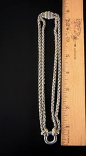 David Yurman double wheat chain necklace 925 sterling silver and 18k gld
