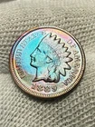 1889 Indian Head Cent Penny, Red Tone, Gem AU+ High Grade