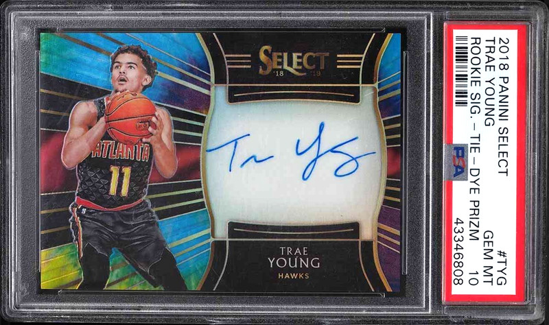 2018 Select Tie-Dye Prizm Trae Young 11/25 Rookie RC Jersey Auto PSA 10 #Match