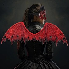 Pretty Gothic Devil Halloween Party Cosplay Wings  Facemask Dress Up Costume