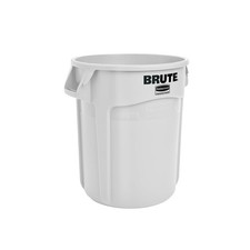BRUTE Heavy-Duty Round Trash/Garbage Can 10-Gallon White Outdoor Waste Container