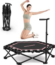 42'' Rebounder Trampoline Adjustable Foam Handle, Fitness Trampoline for Indoor