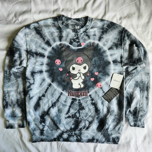 Kuromi Sanrio Hello Kitty Forever 21 Grey Tie-Dye Small Graphic Print Sweatshirt