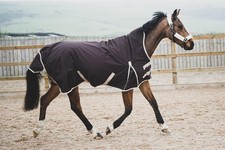 600 Denier Pferdedecke Winterdecken Weidedecke mit 100G Füllung Highneck Braun