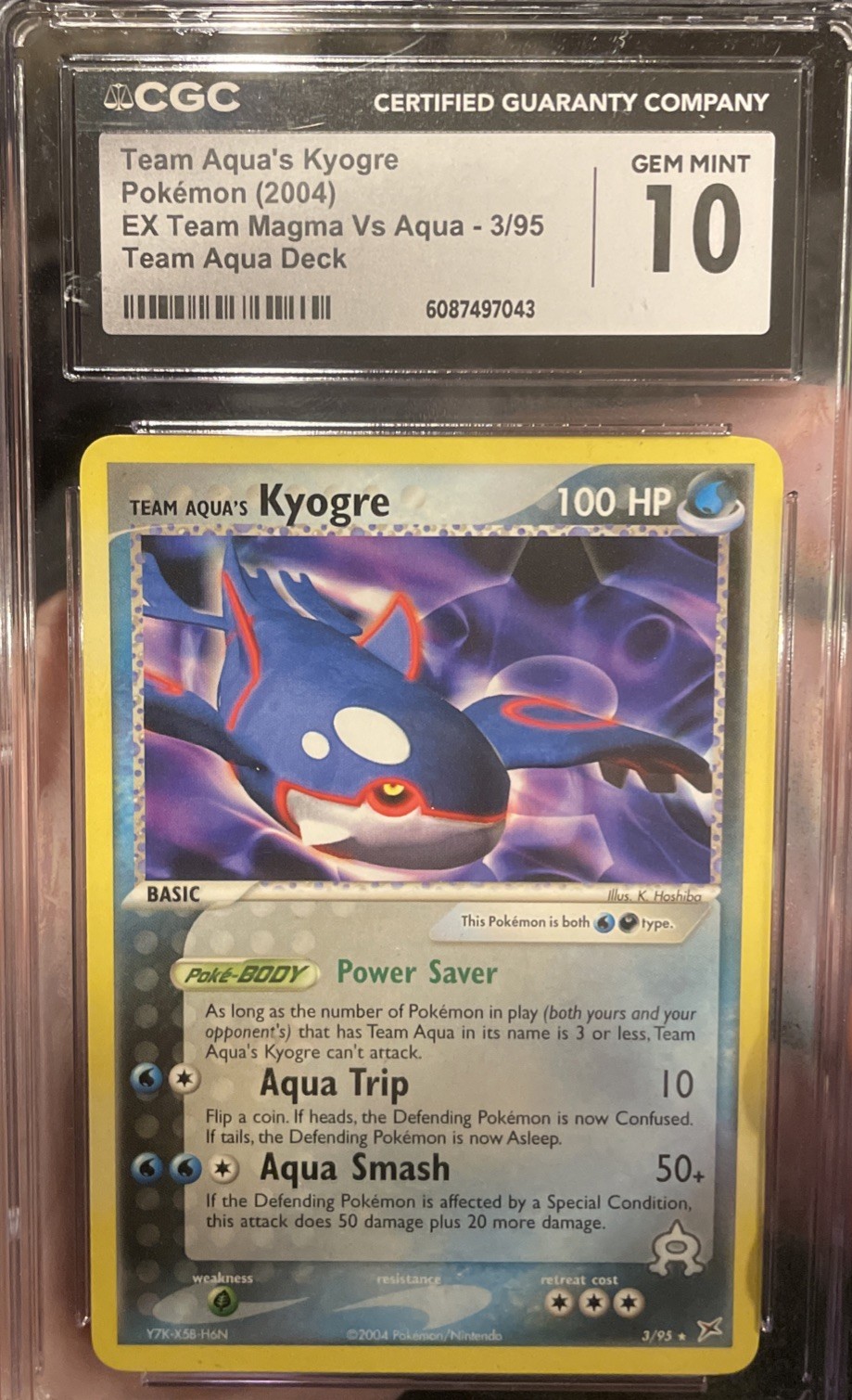 2004 Pokemon EX Team Magma vs Aqua Aqua's Kyogre 3/95 Theme Deck CGC 10