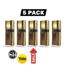 5 Pack Yale 5-Pin Euro Cylinder Locks 35/50 85mm Brass – 3 Keys Each - Door Lock