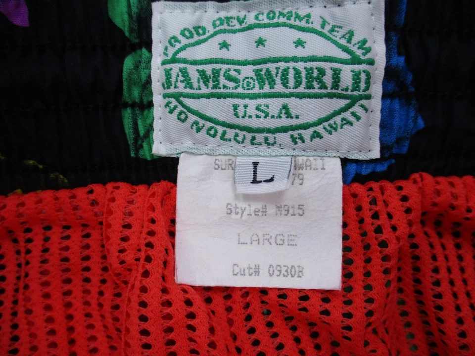 Jams World Shorts Mens Large Black Floral Hawaiian Swim Trunks Mesh Lined M915 - Image 3 of 4