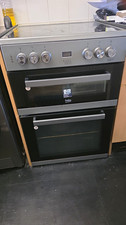 Beko Freestanding Electric Ceramic Cooker Double Oven, 4 Hobs, Silver/Black