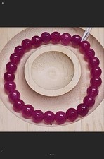 Purple Chalcedony 8mm Round Gemstone Beaded Stretch Bracelet