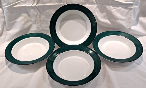 Lot of Four (4) Dansk EMERALD BRAID  RIMMED SOUP BOWLS 8-3/4" Portugal