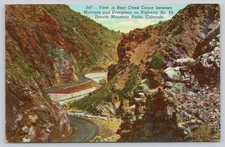 Vintage Linen Postcard Bear Creek Canon Colorado Scenic Highway 68