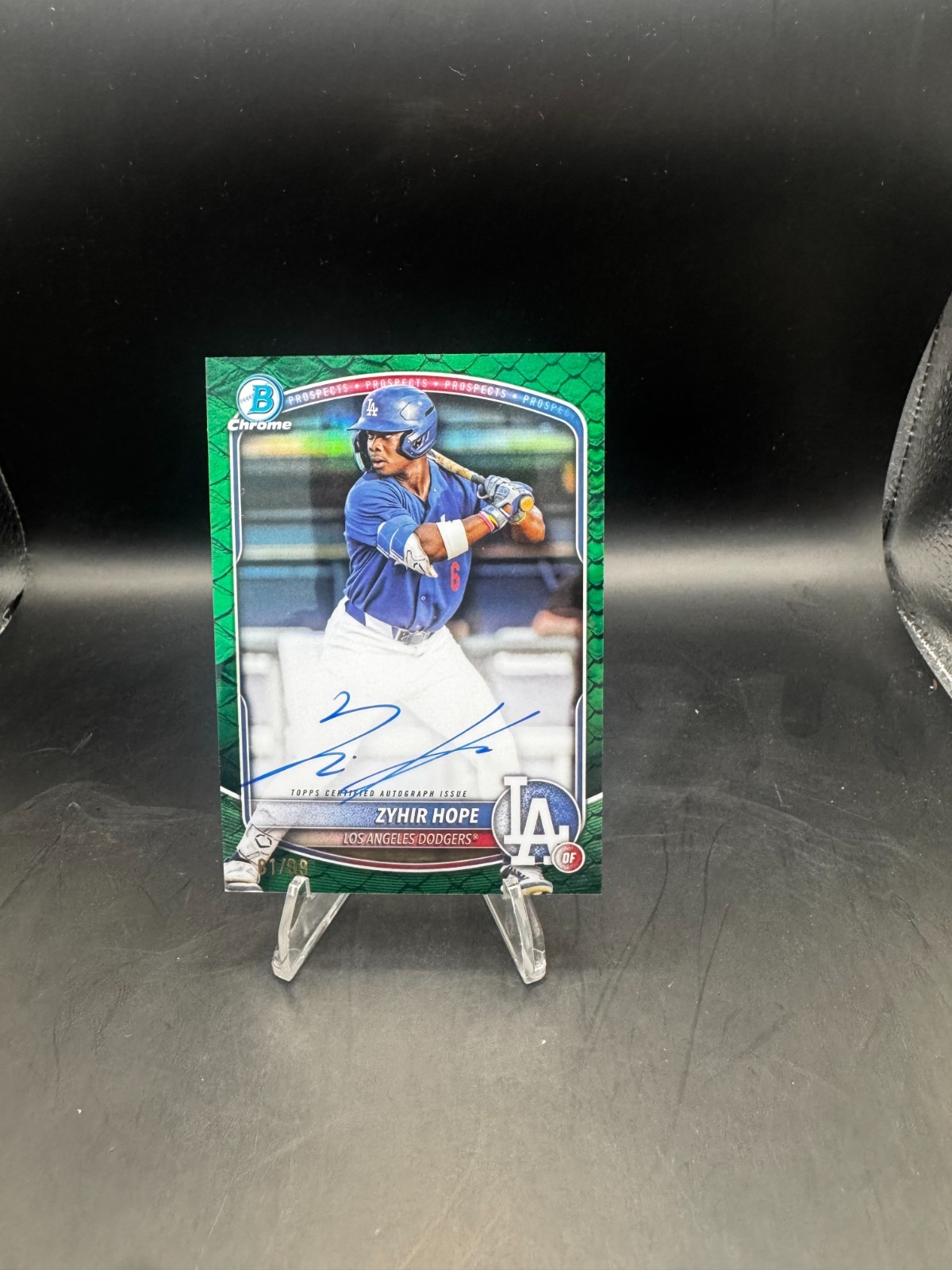 2025 Bowman Chrome Zyhir Hope Green Reptilian auto /99 CPA-ZH